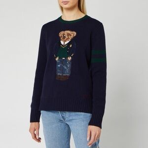 Polo Ralph Lauren Polo Bear Wool Sweater Navy Blue Size XS